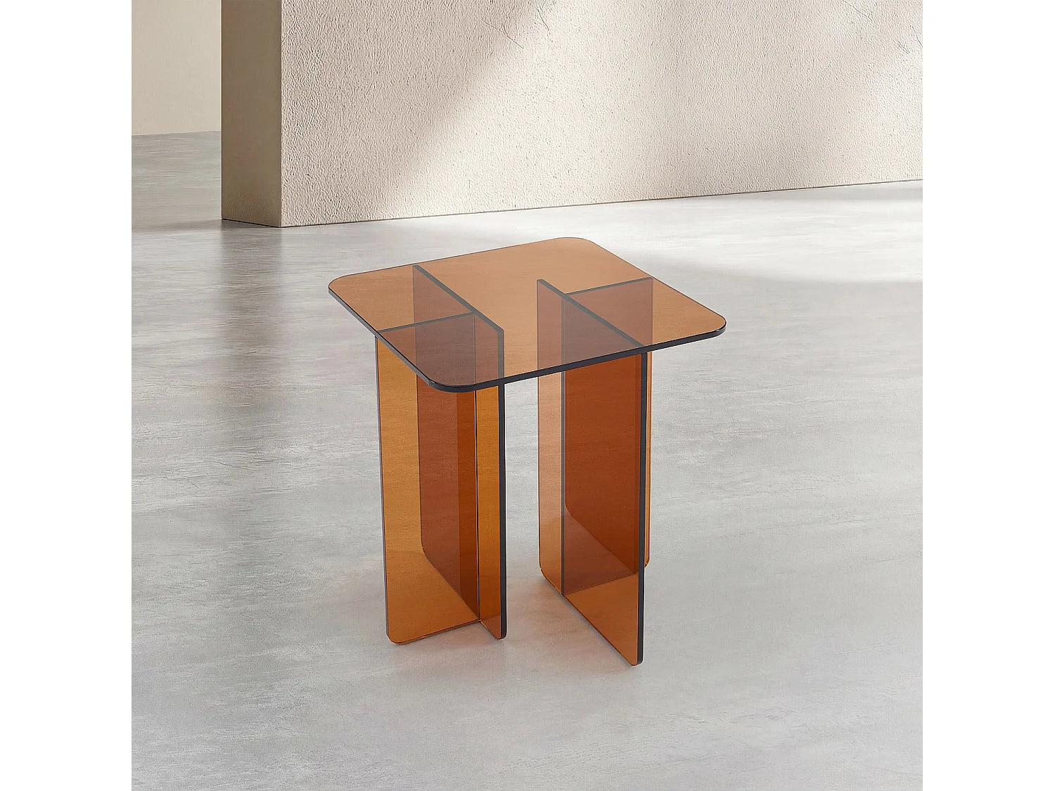Bout de canapé en verre trempé marron ambré – AMBRE