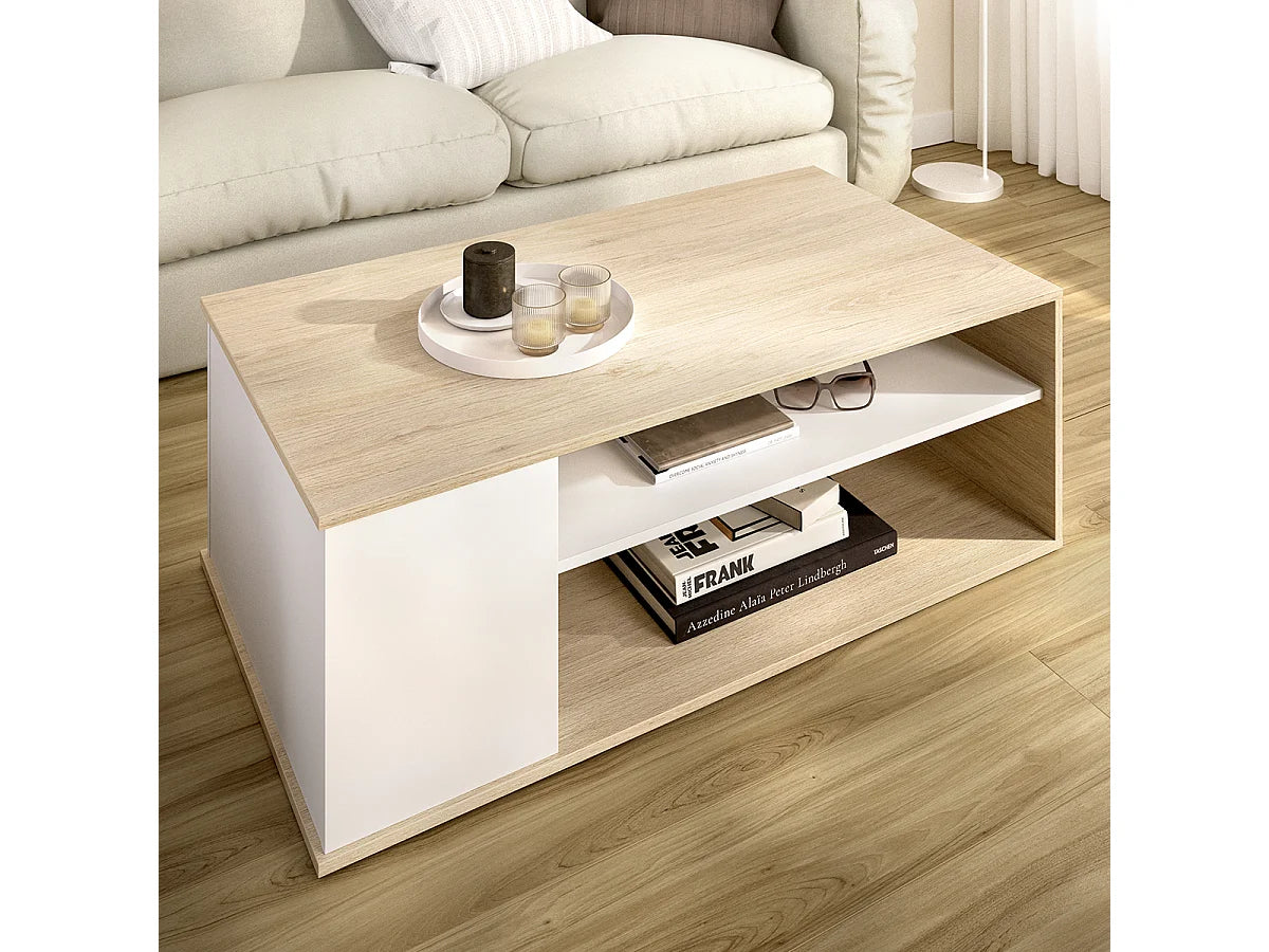 Bout de canapé rectangulaire chêne et blanc – ELEVO