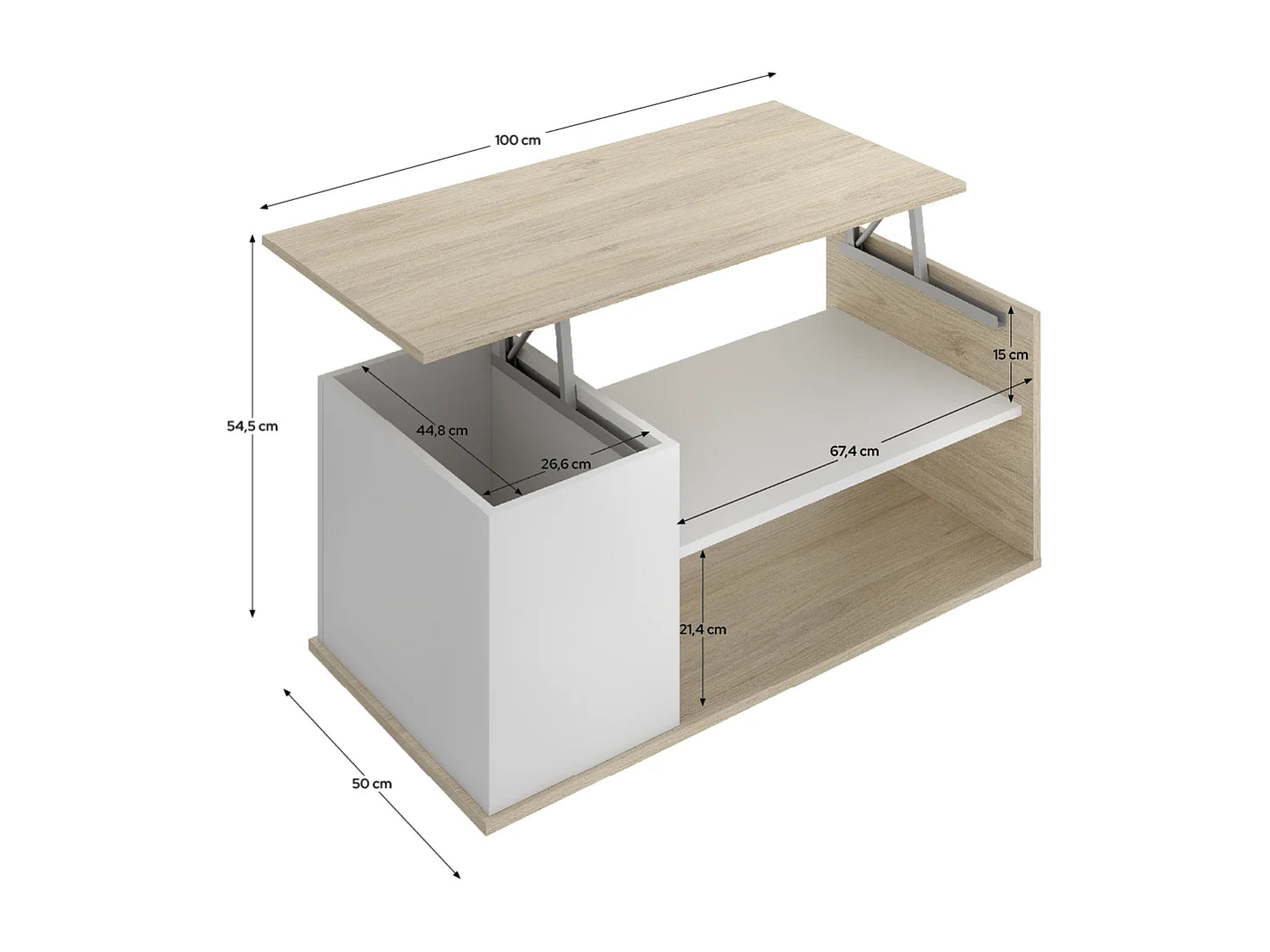 Bout de canapé rectangulaire chêne et blanc – ELEVO