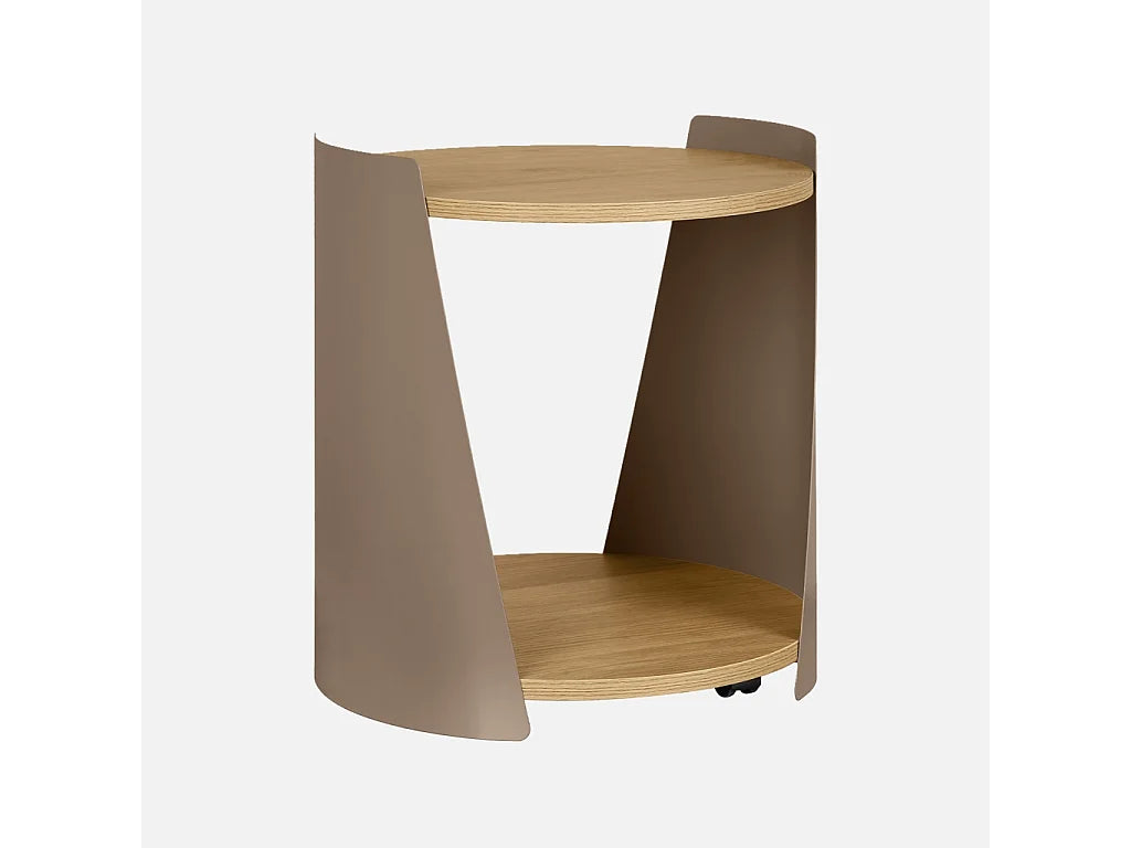 Bout de canapé métal courbé décor bois marron – VOLTA