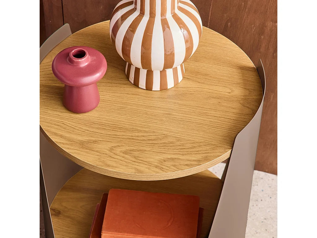 Bout de canapé métal courbé décor bois marron – VOLTA