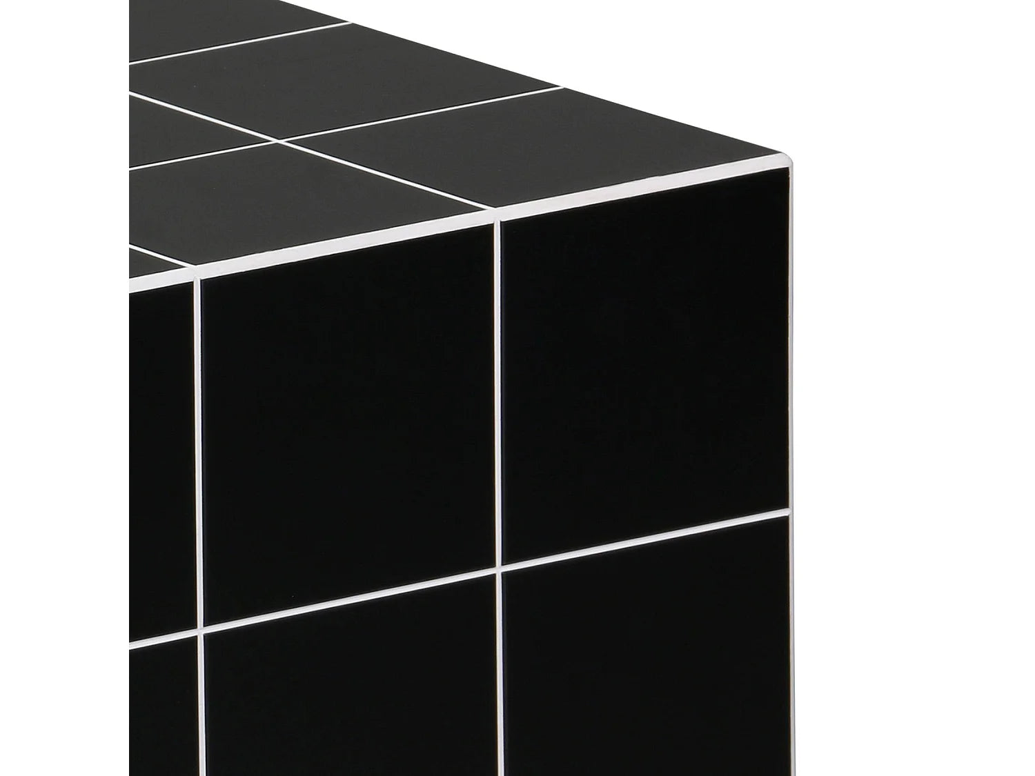 Bout de canapé cube noir imitation carreaux ciment – TERRAZ