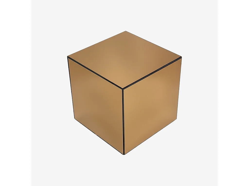 Bout de canapé cube en verre miroir ambré – REFLET