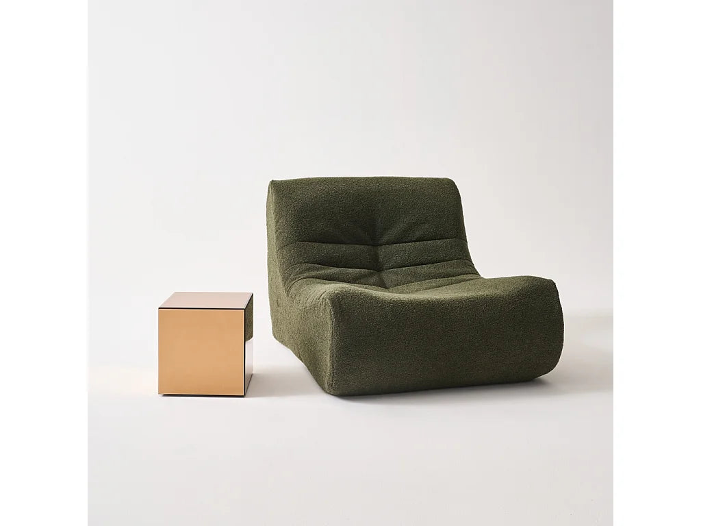 Bout de canapé cube en verre miroir ambré – REFLET