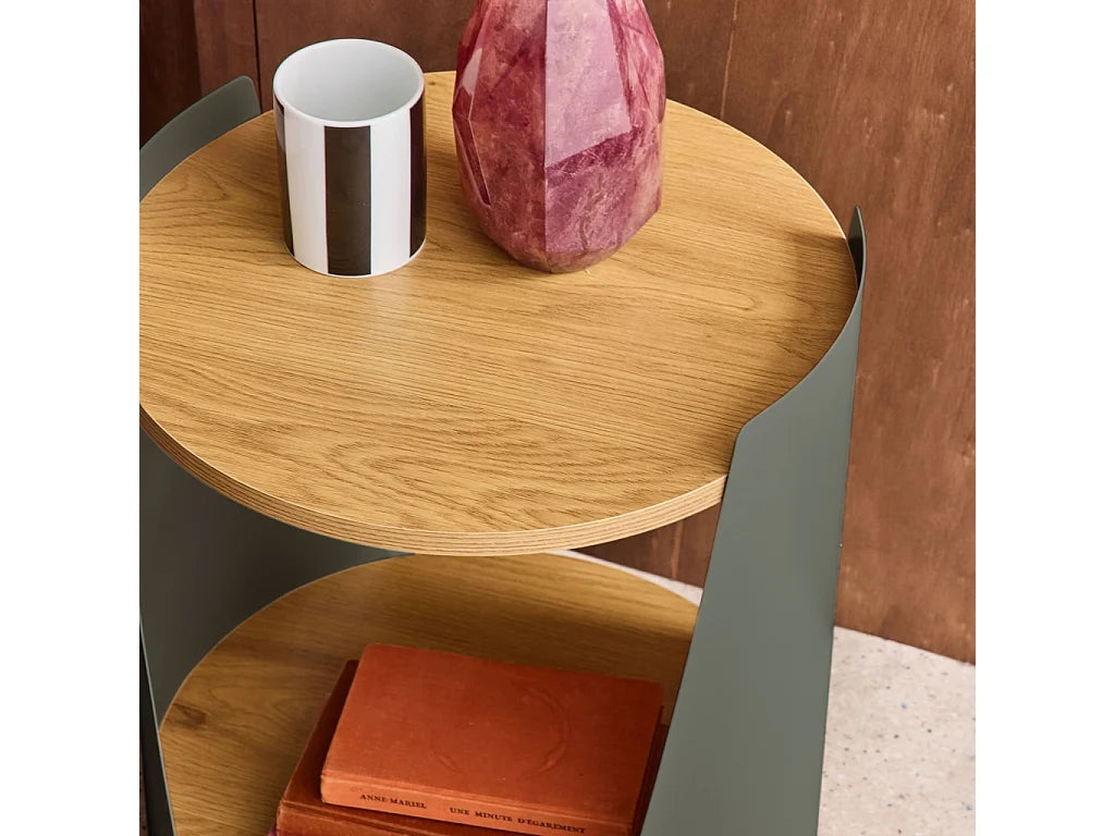 Bout de canapé métal courbé décor bois vert – VERDO