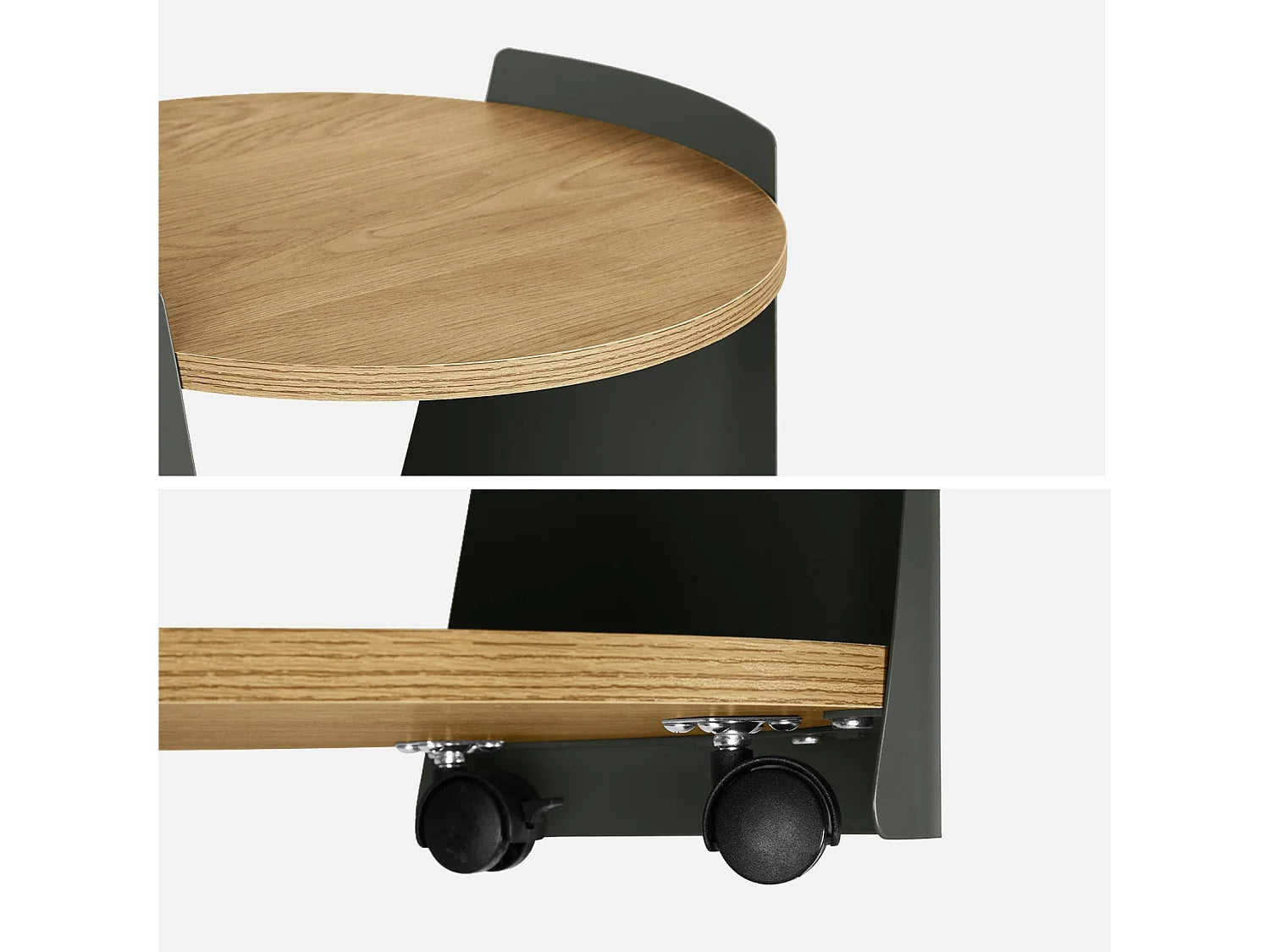 Bout de canapé métal courbé décor bois vert – VERDO