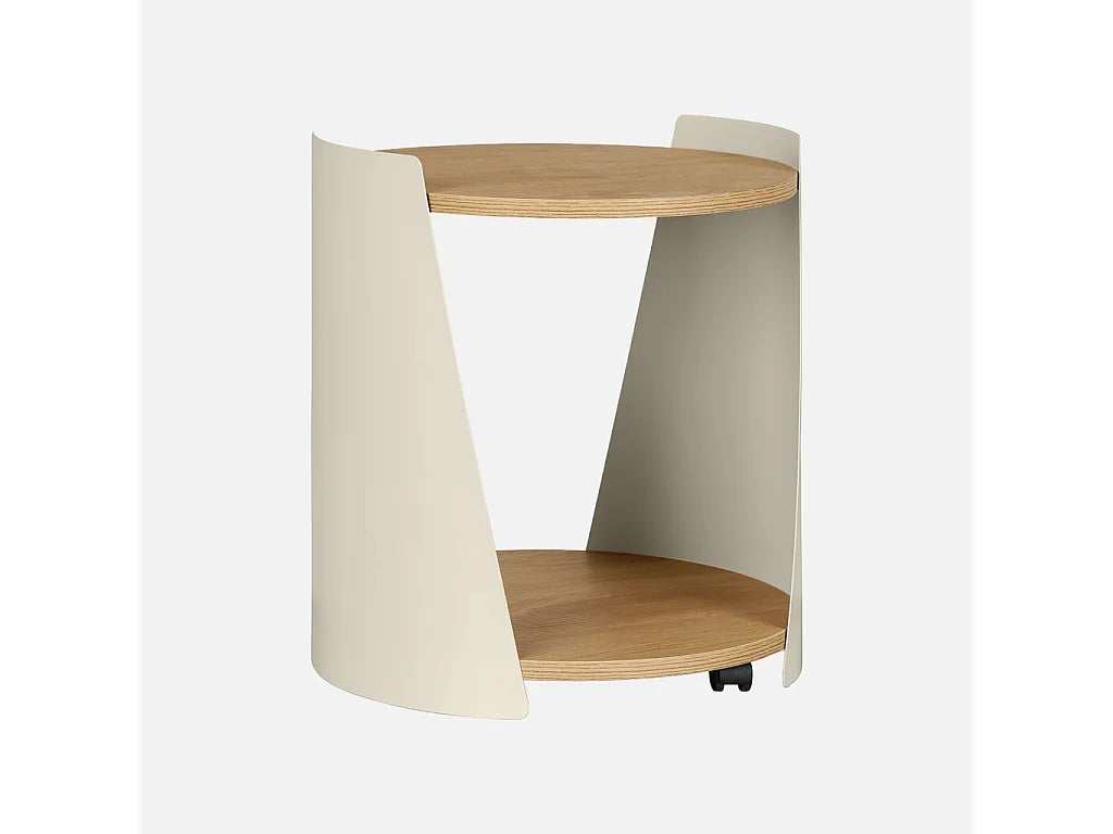 Bout de canapé métal courbé décor bois beige – SABLO