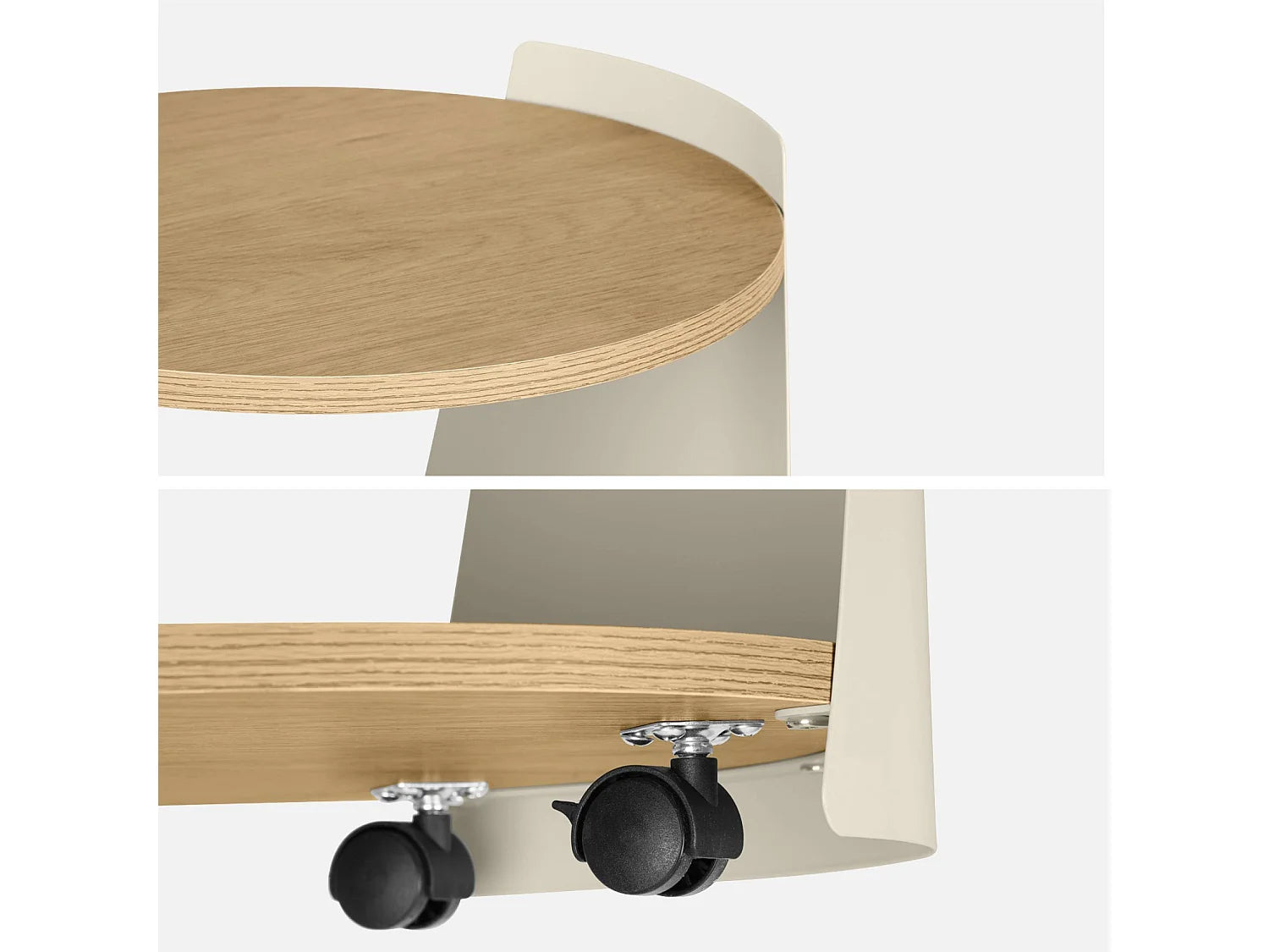 Bout de canapé métal courbé décor bois beige – SABLO