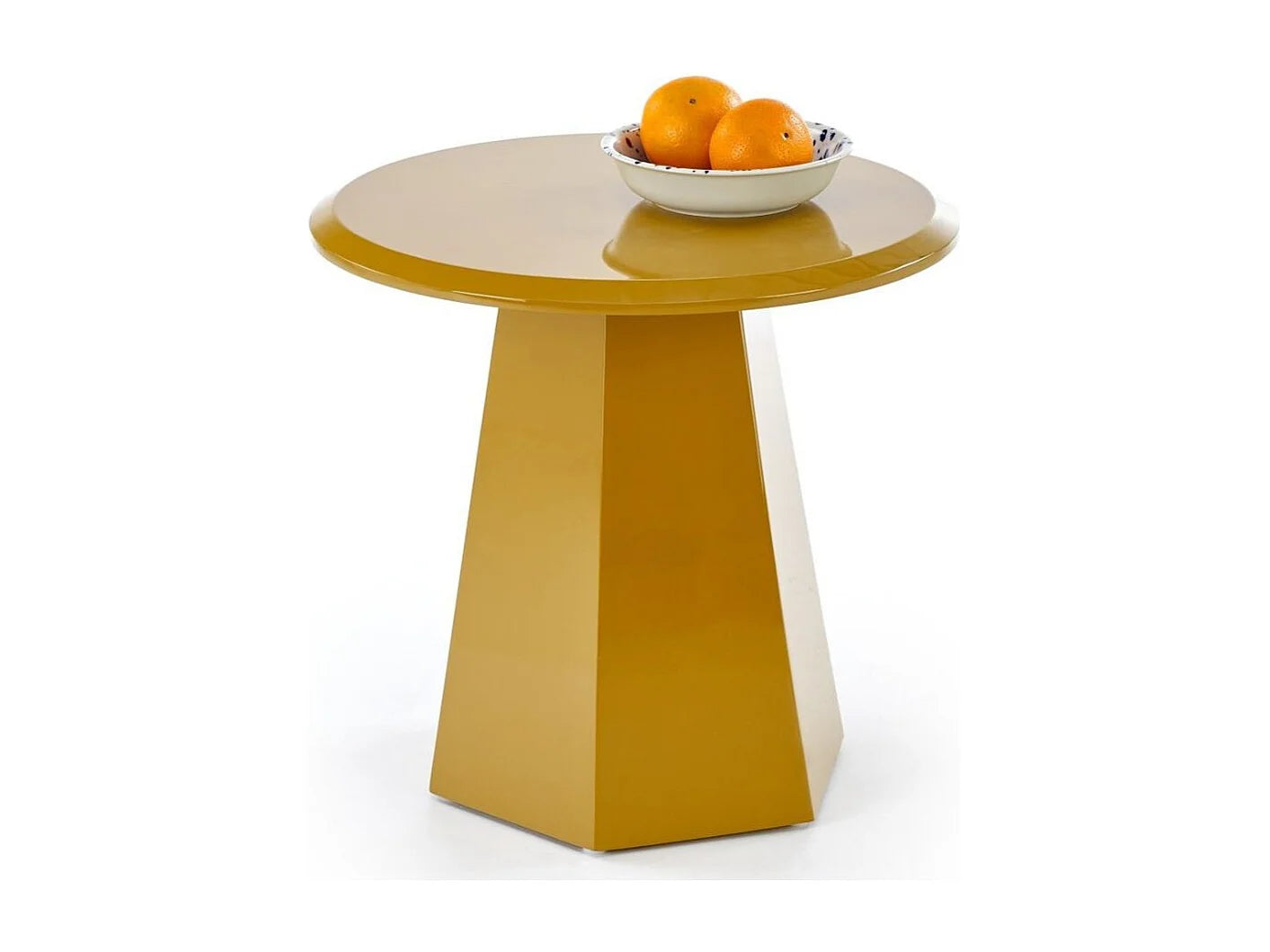 Bout de canapé rond laqué jaune moutarde – MOSTÉO