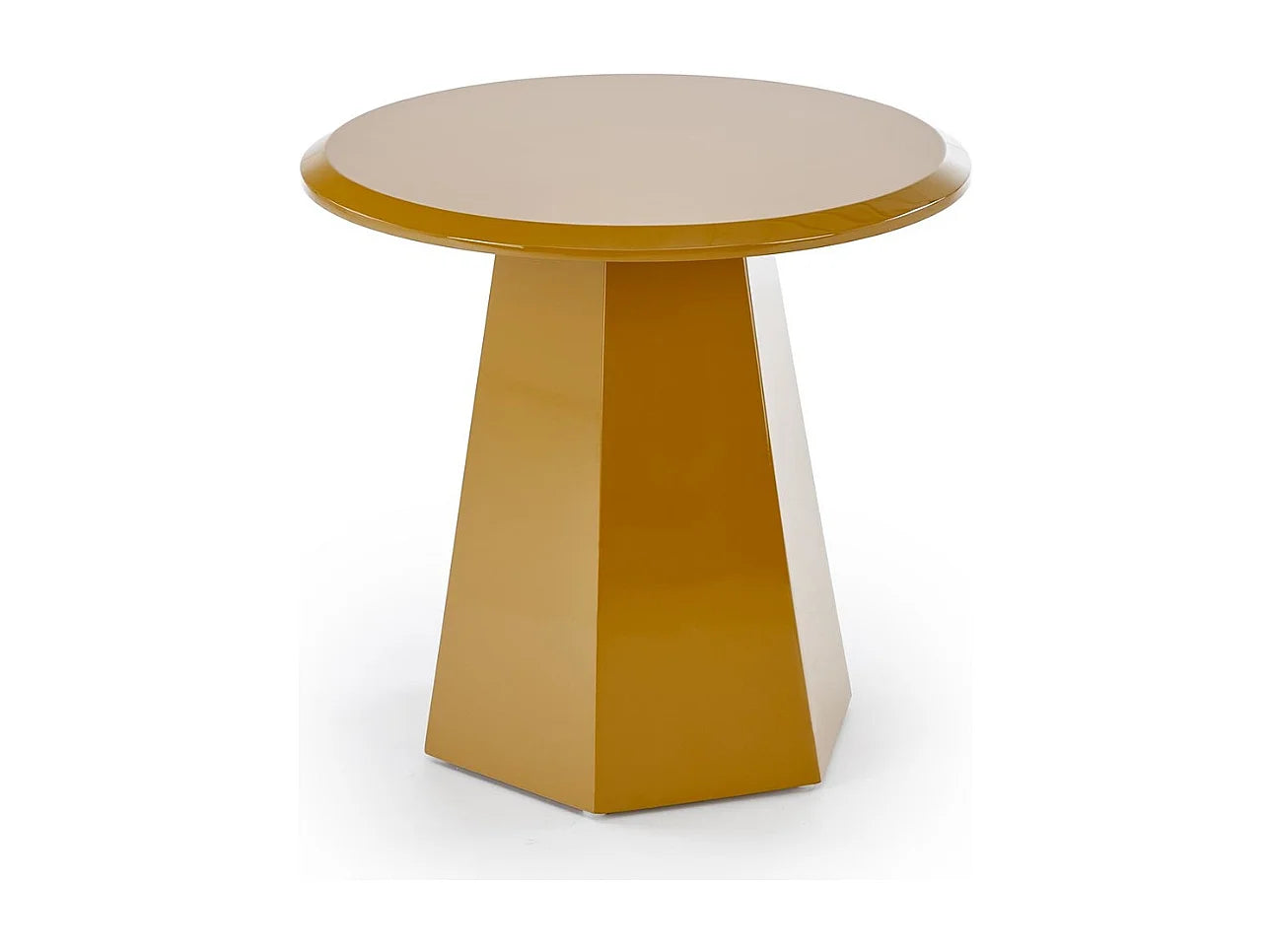Bout de canapé rond laqué jaune moutarde – MOSTÉO