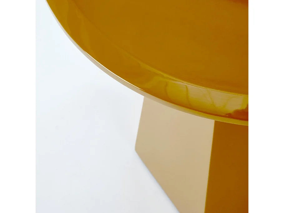 Bout de canapé rond laqué jaune moutarde – MOSTÉO