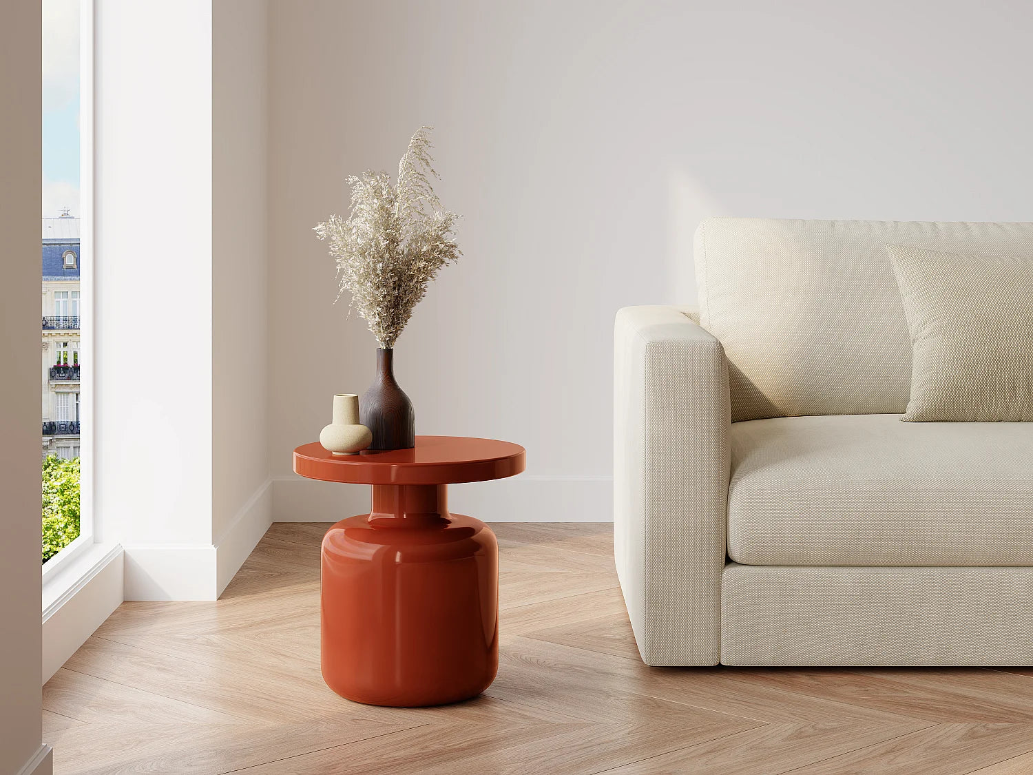 Bout de canapé cylindrique métal terracotta – TERANI