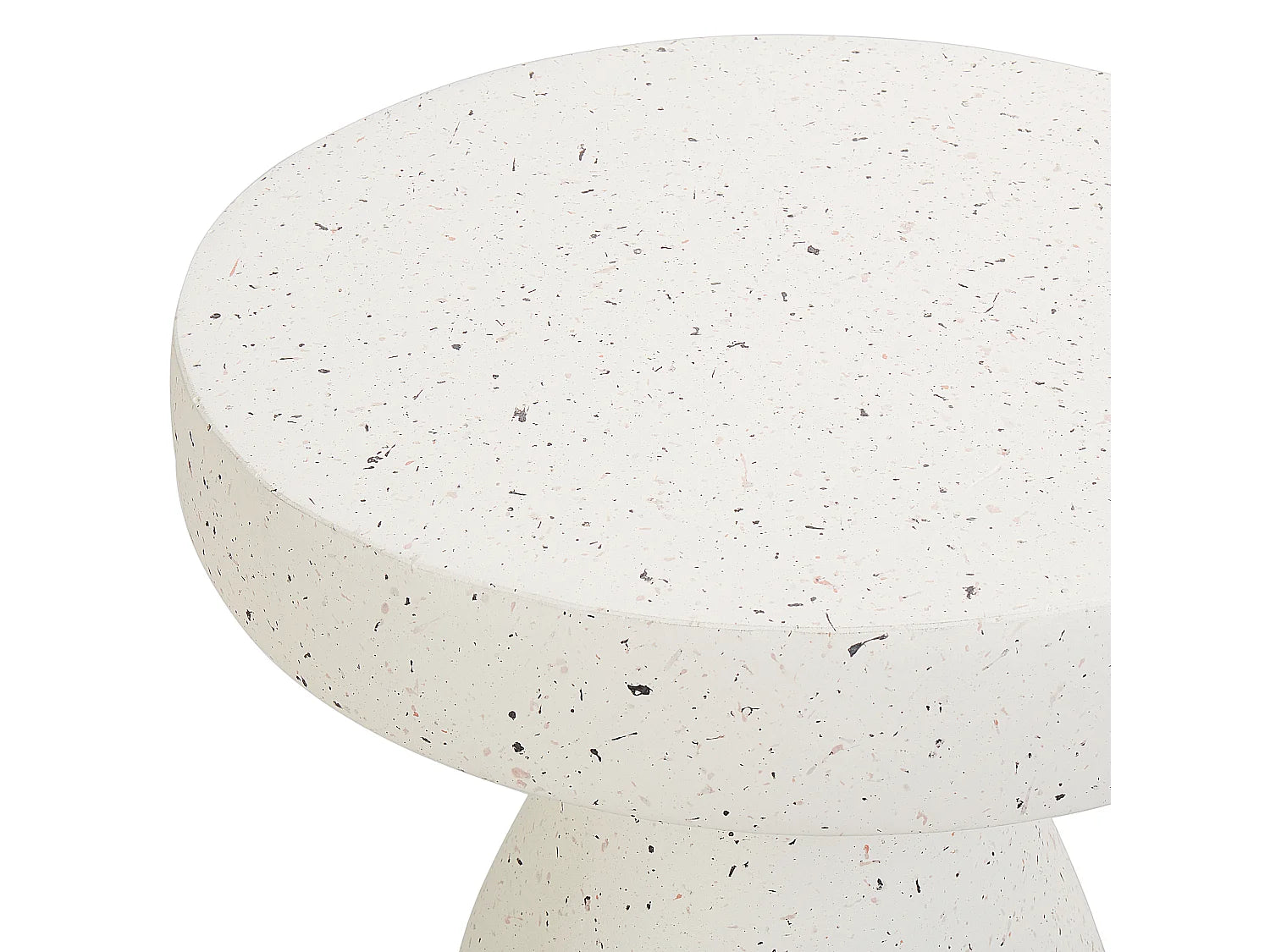Bout de canapé rond effet terrazzo blanc cassé – RIVAGE