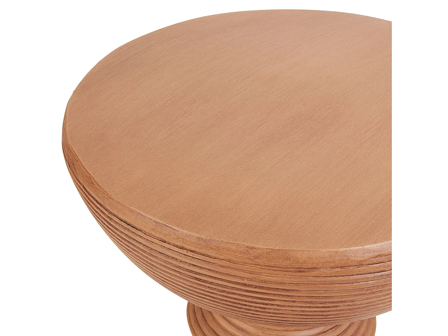 Bout de canapé rond strié effet bois clair – TERRA