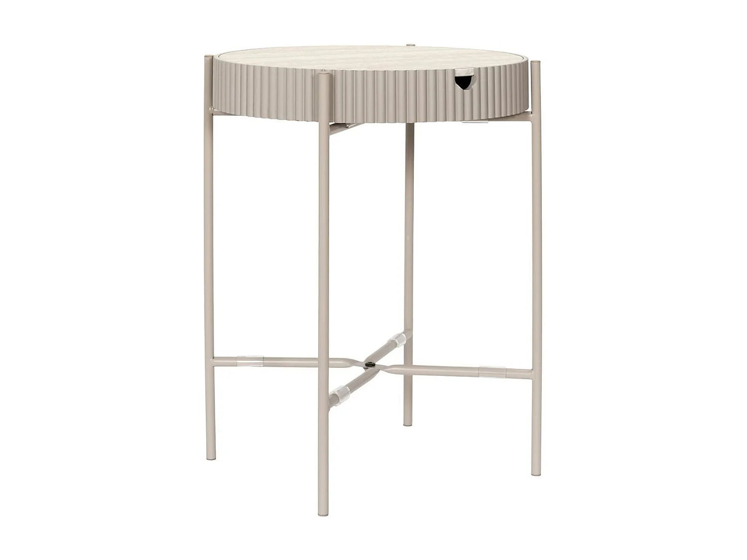 Bout de canapé aspect pierre beige et métal laqué – SHANON