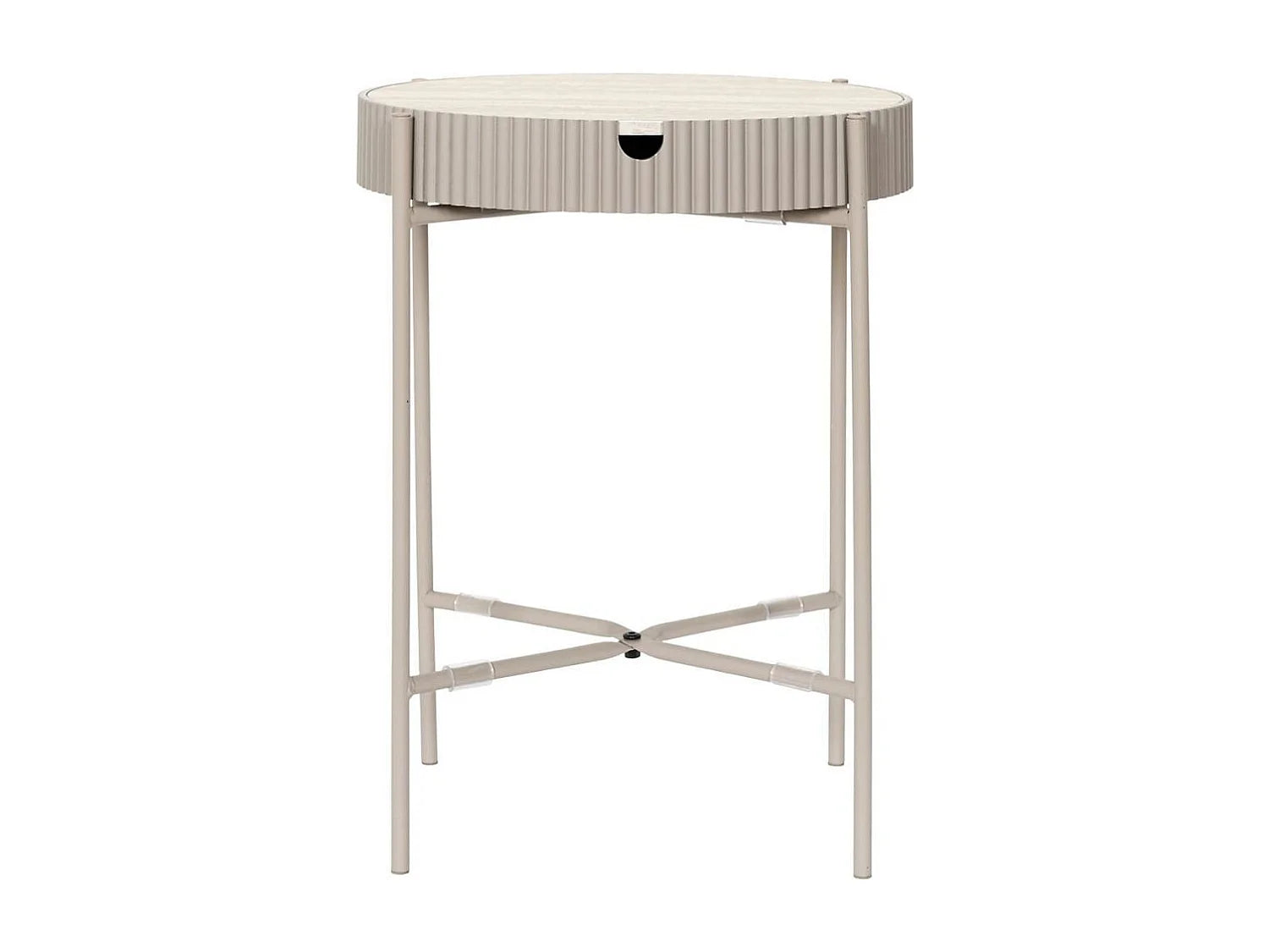 Bout de canapé aspect pierre beige et métal laqué – SHANON