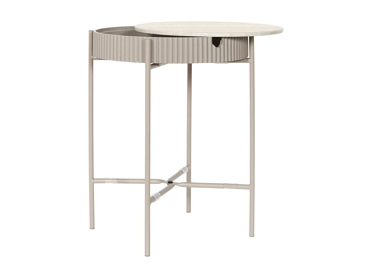 Bout de canapé aspect pierre beige et métal laqué – SHANON