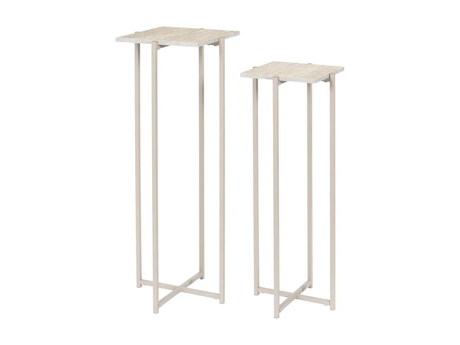 Bout de canapé gigogne métal beige aspect pierre – SHELDA