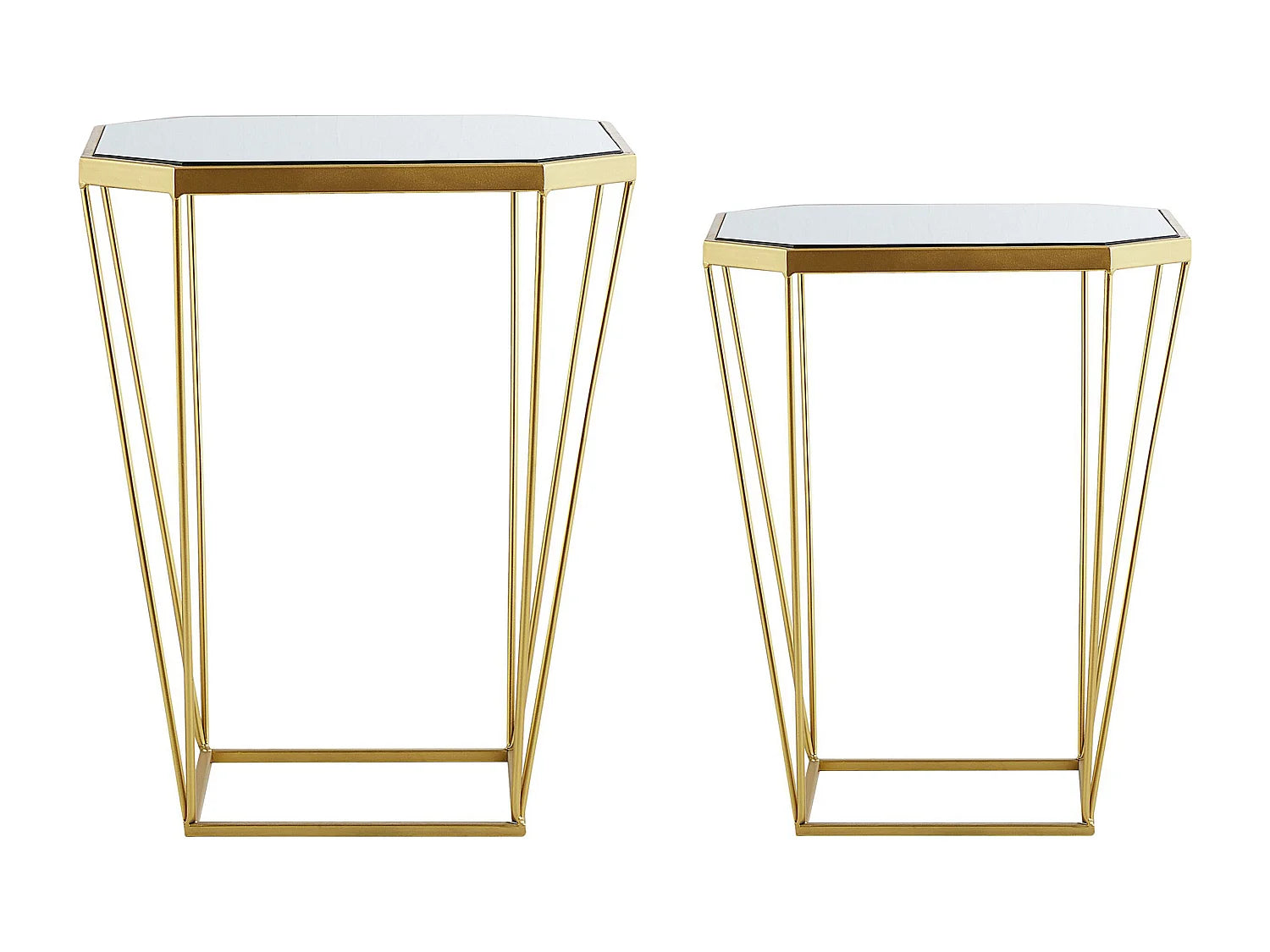 Lot de 2 bouts de canapé hexagonaux dorés – GEODE