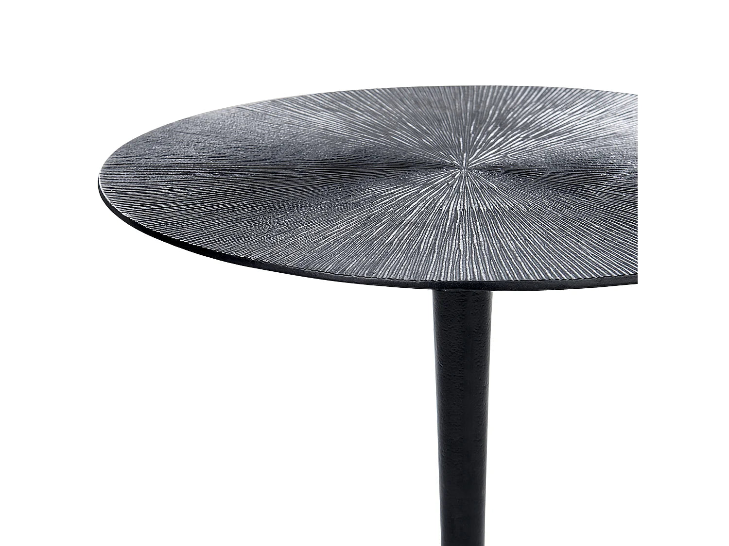 Bout de canapé rond métal noir plateau sculpté – DELSON
