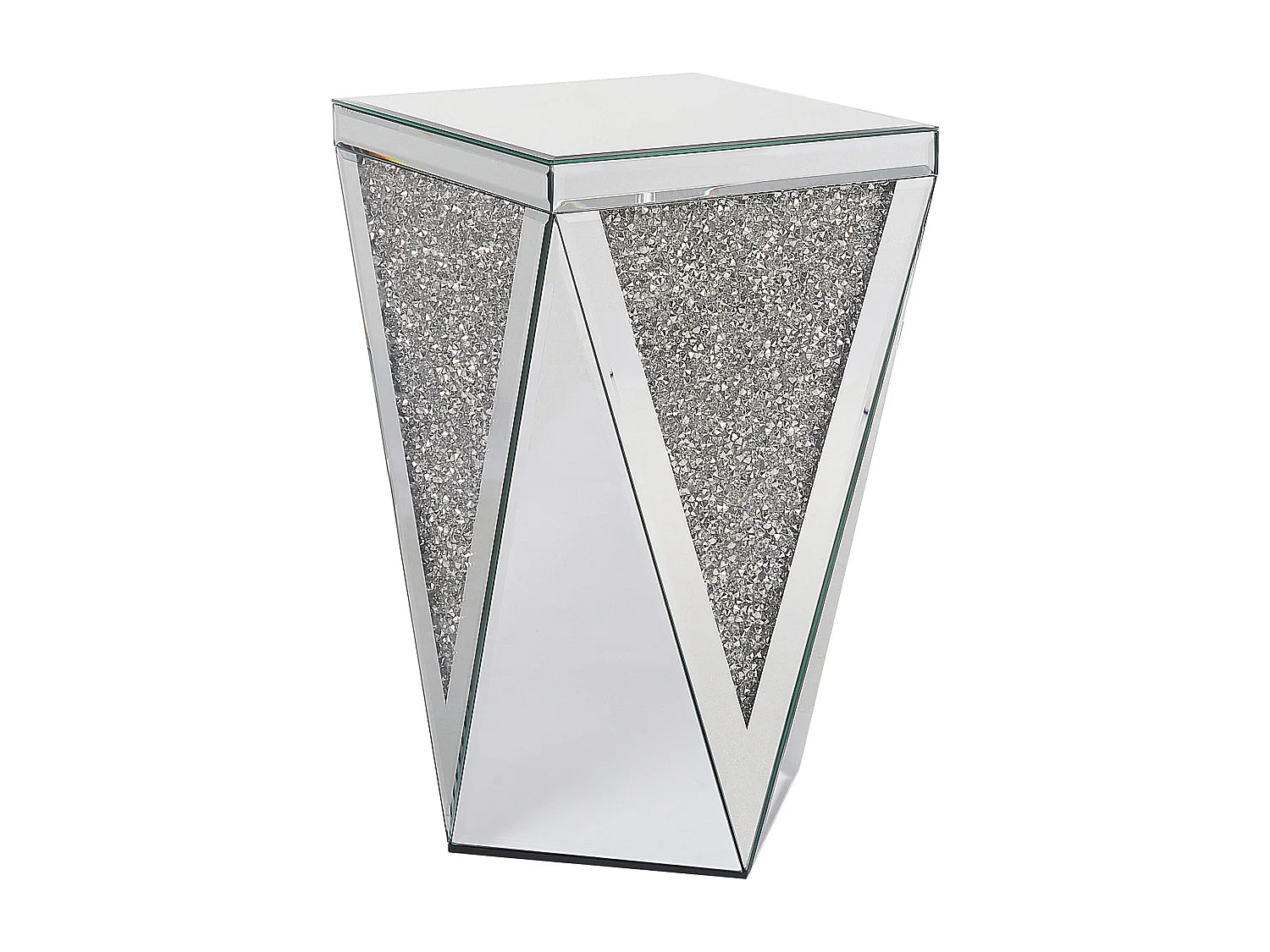 Bout de canapé carré en verre miroir argenté – LUMEA