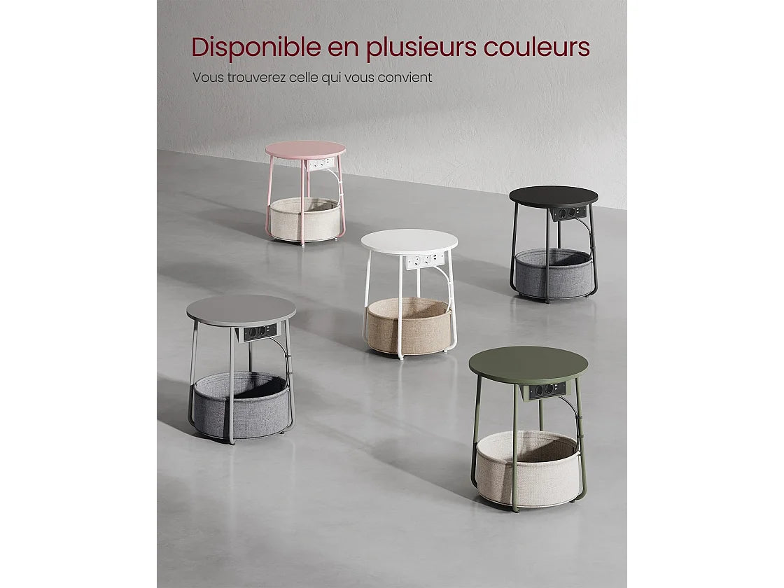 Bout de canapé rond connecté en acier noir – VOLTIS