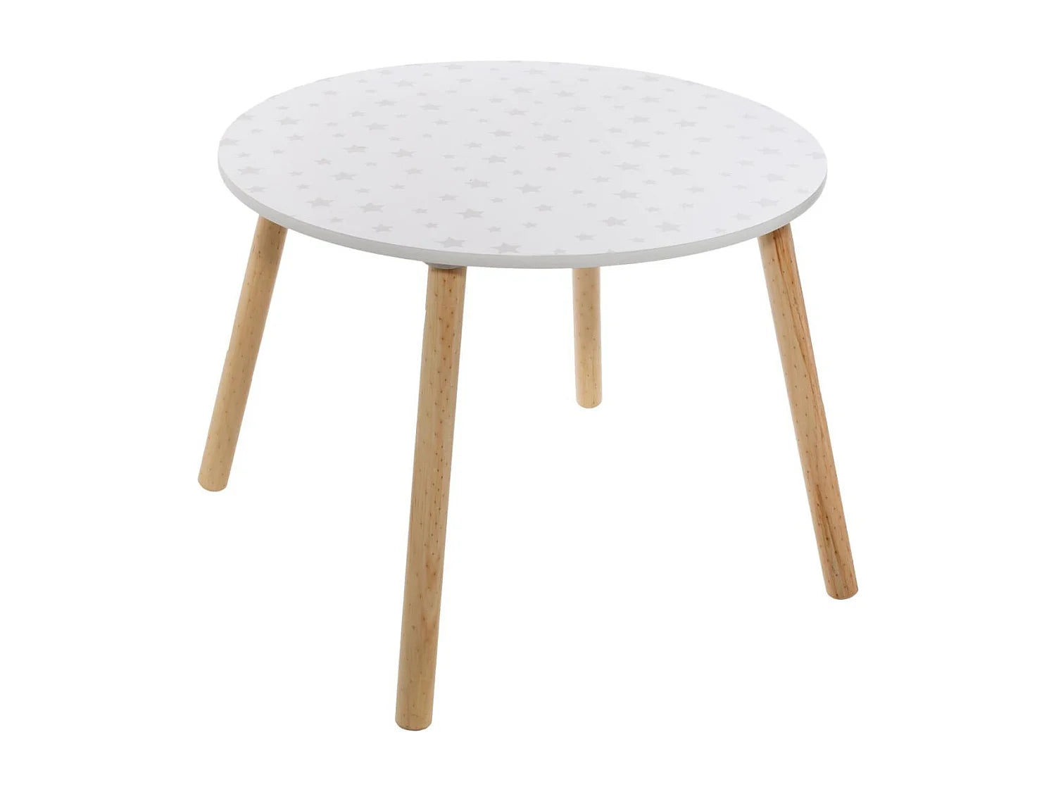 Bout de canapé rond en bois gris motif étoiles – ESTELO