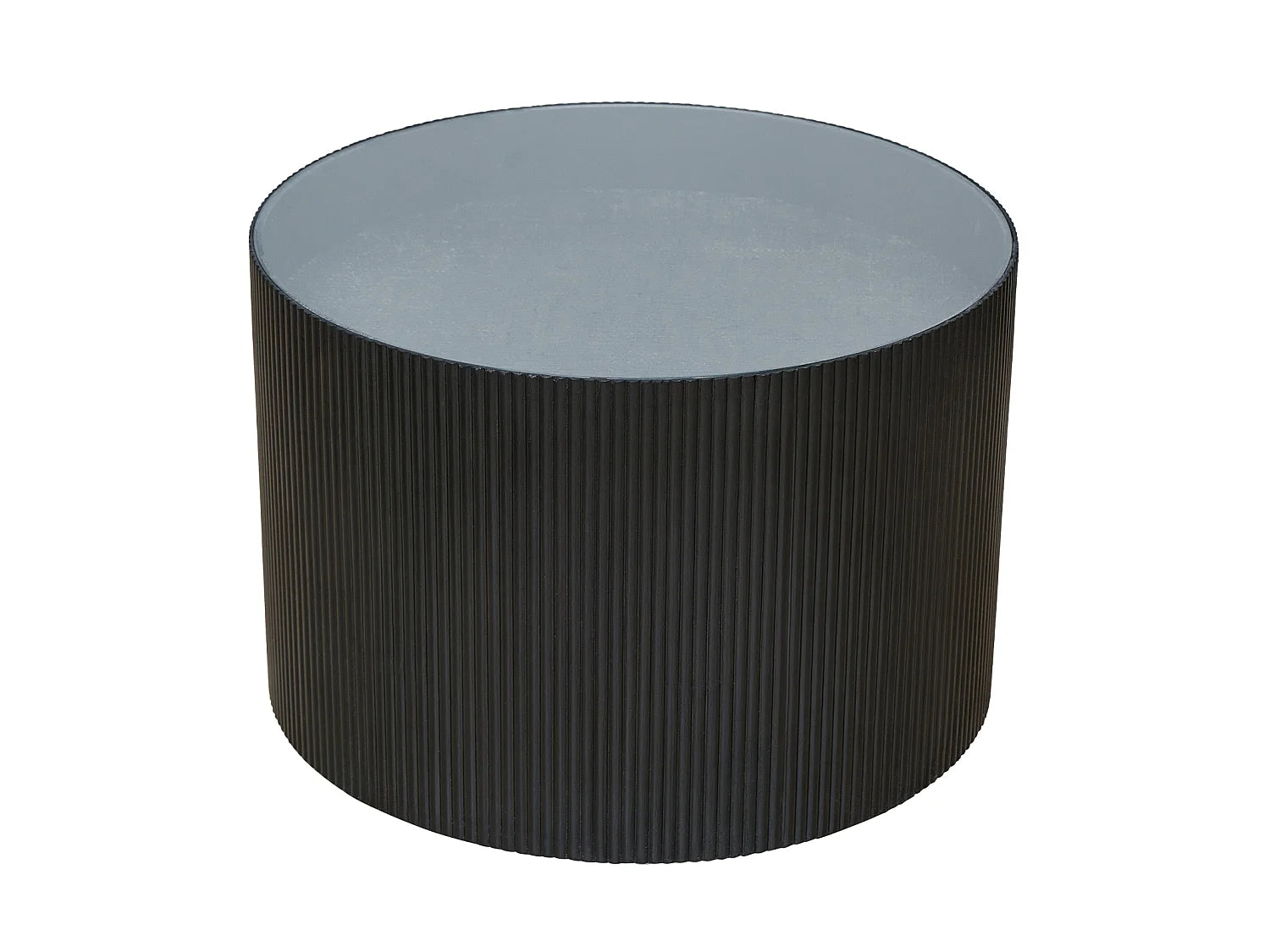 Bout de canapé rond bois noir aspect rotin – MAYKO