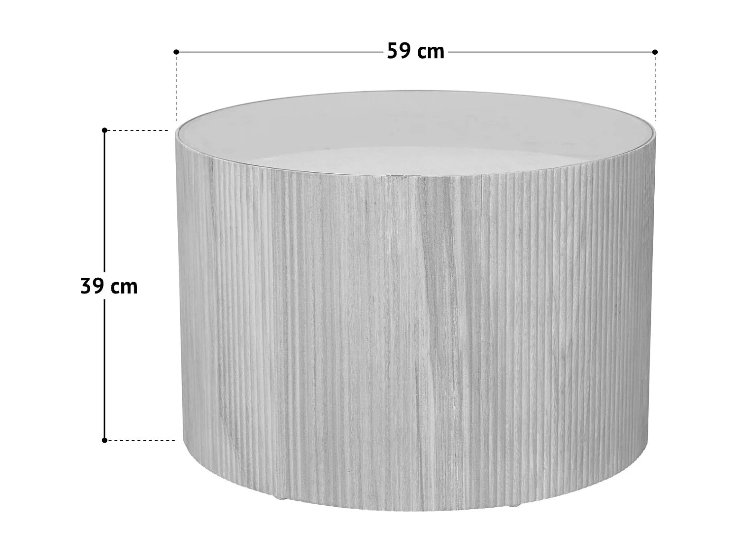 Bout de canapé rond bois noir aspect rotin – MAYKO