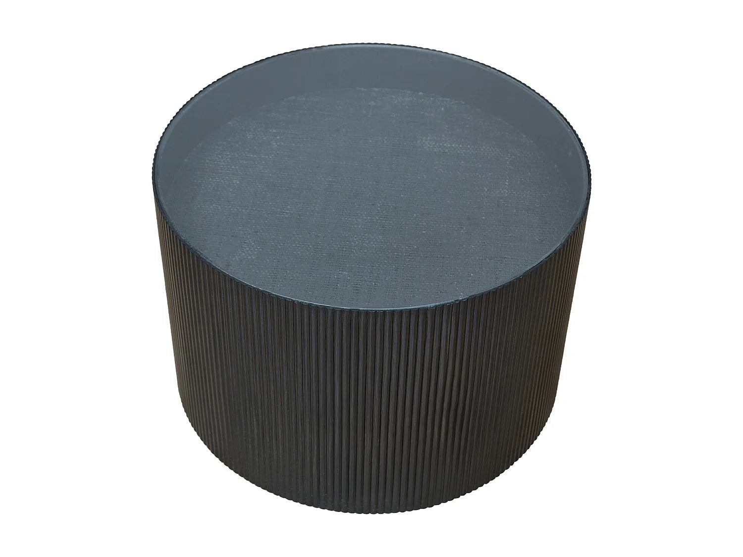 Bout de canapé rond bois noir aspect rotin – MAYKO