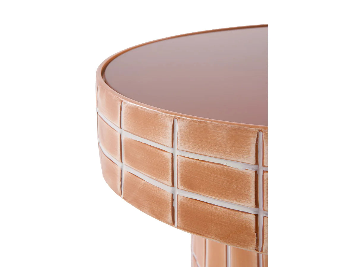 Bout de canapé verre et métal terracotta – TERRÉO