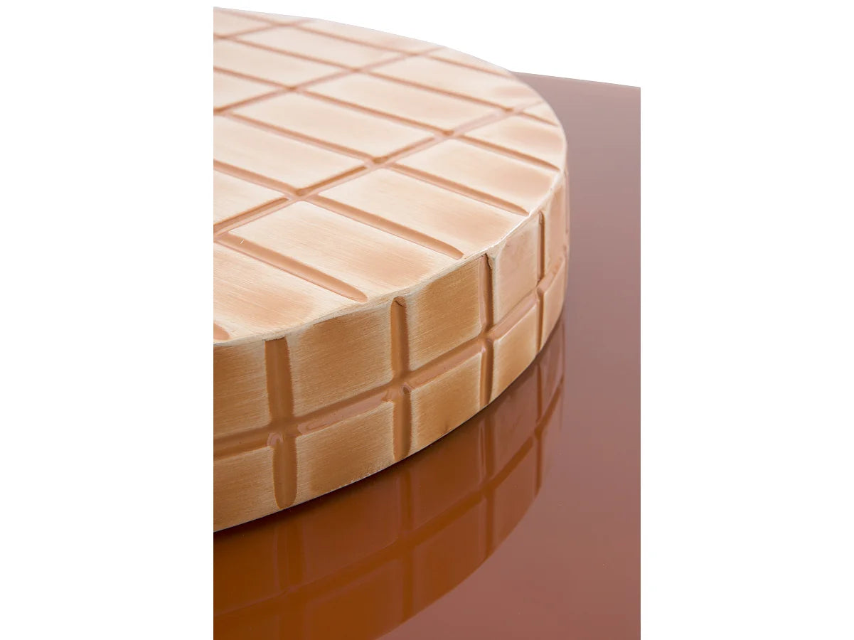 Bout de canapé en métal et verre terracotta – SIENNE