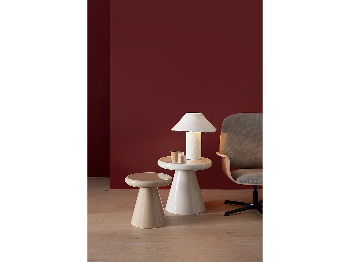 Bout de canapé conique plateau verre beige – AUBEL