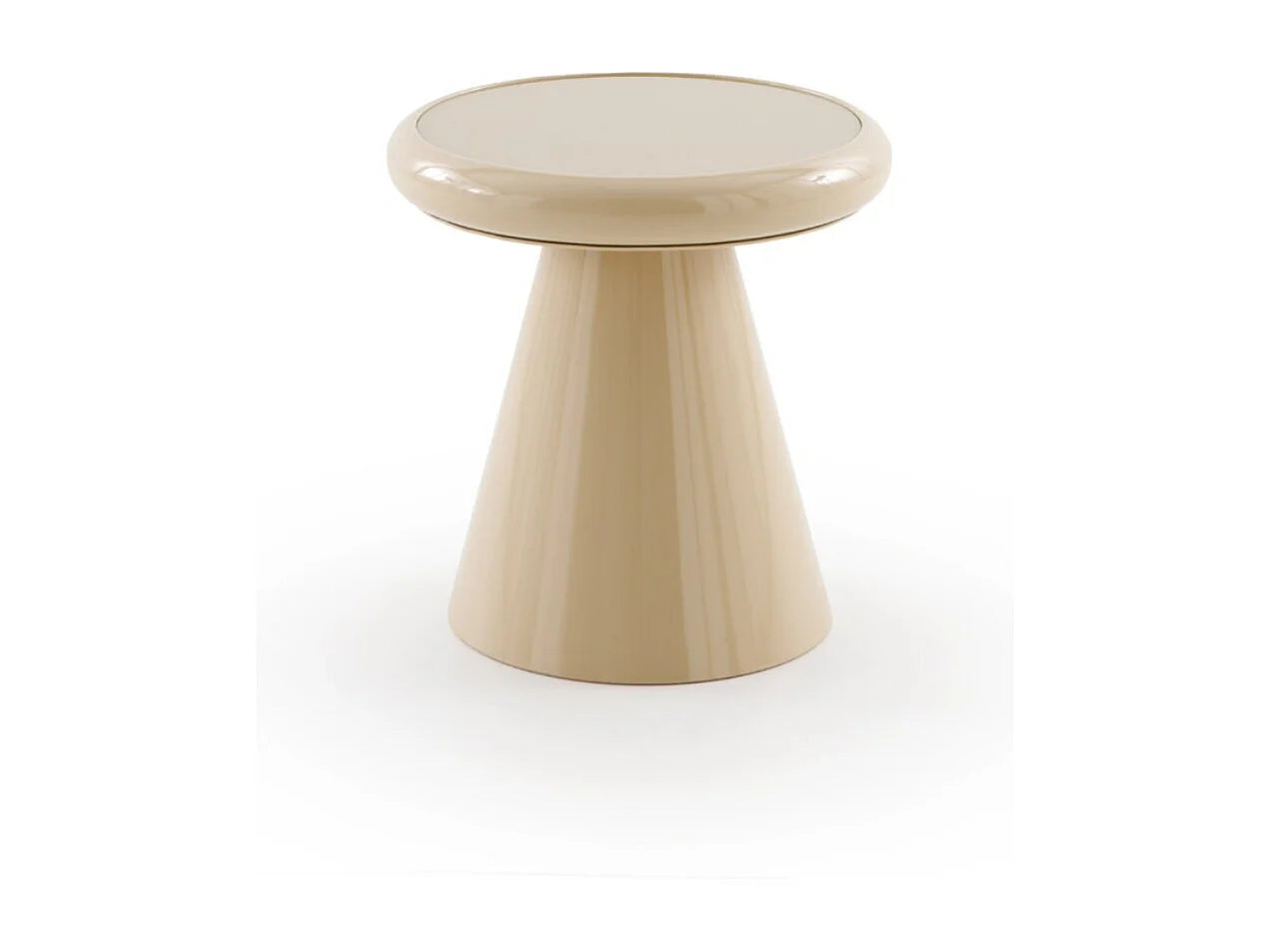 Bout de canapé conique plateau verre beige – AUBEL