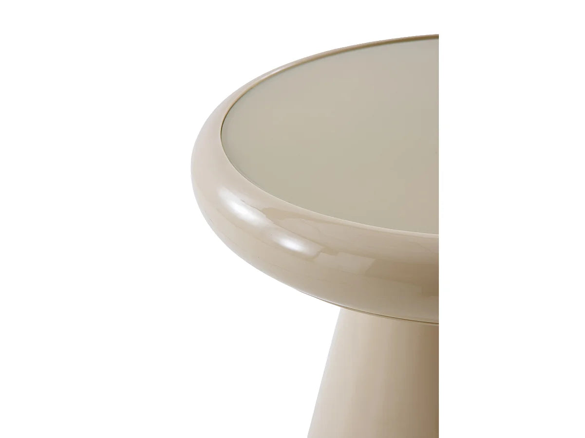 Bout de canapé conique plateau verre beige – AUBEL
