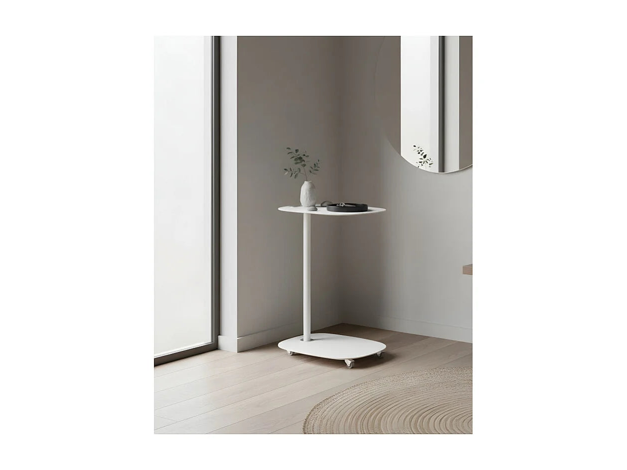 Bout de canapé à roulettes blanc scandinave – NORVI