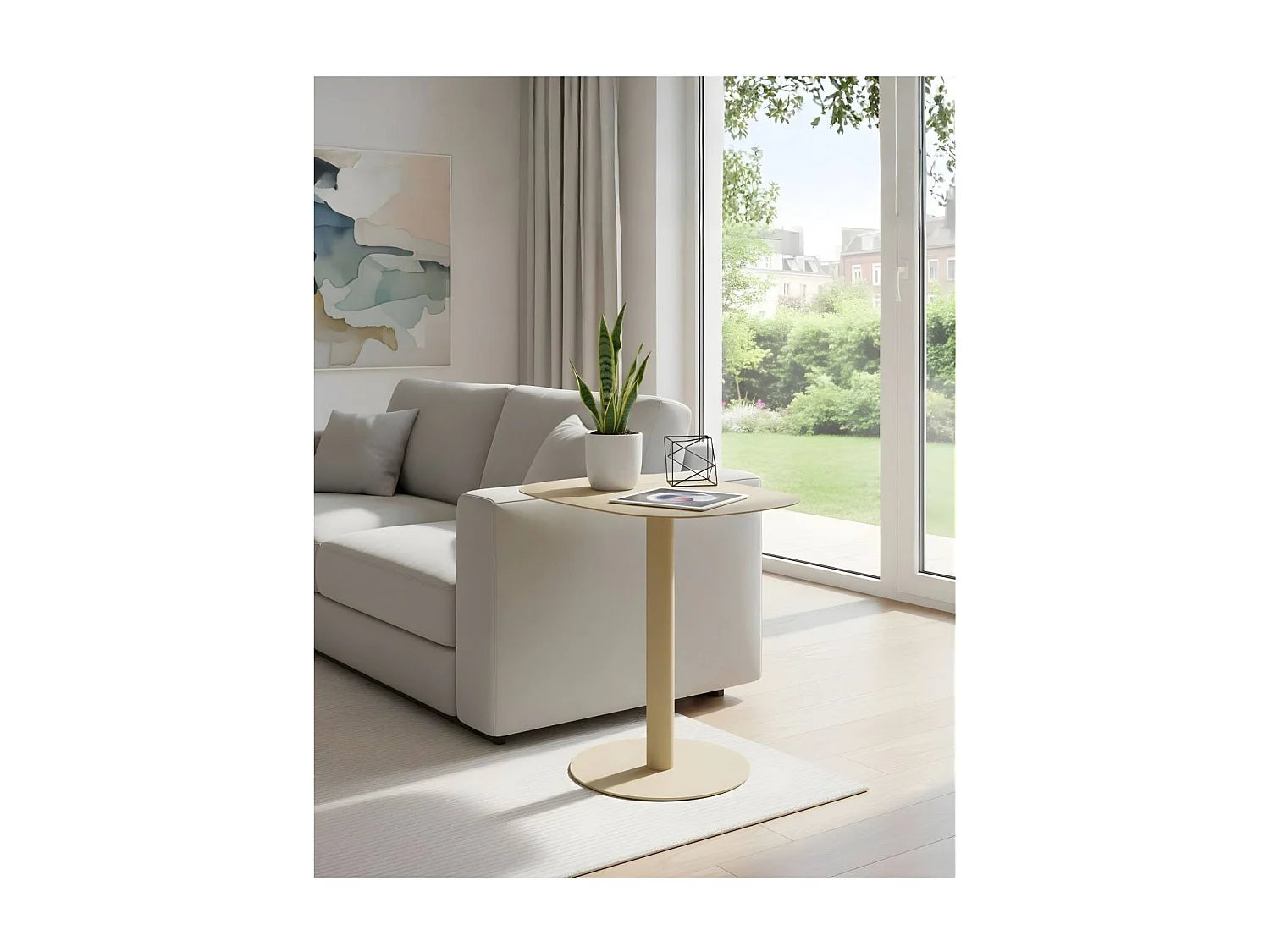 Bout de canapé scandinave en métal sable – NORDIK