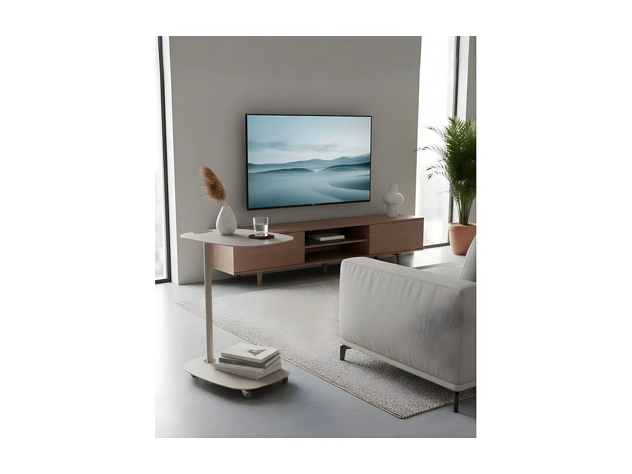 Bout de canapé à roulettes scandinave beige – EVISO