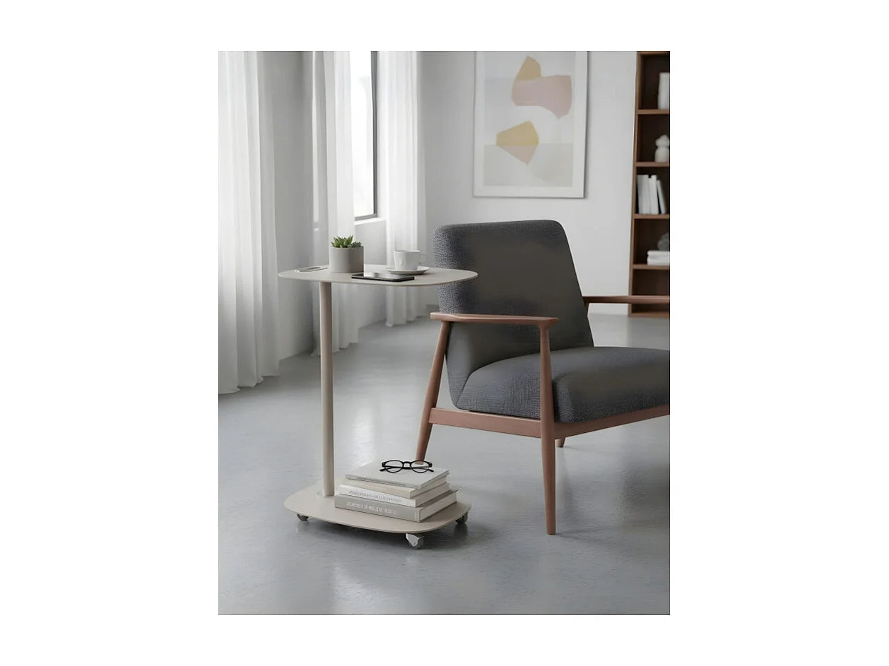Bout de canapé à roulettes scandinave beige – EVISO