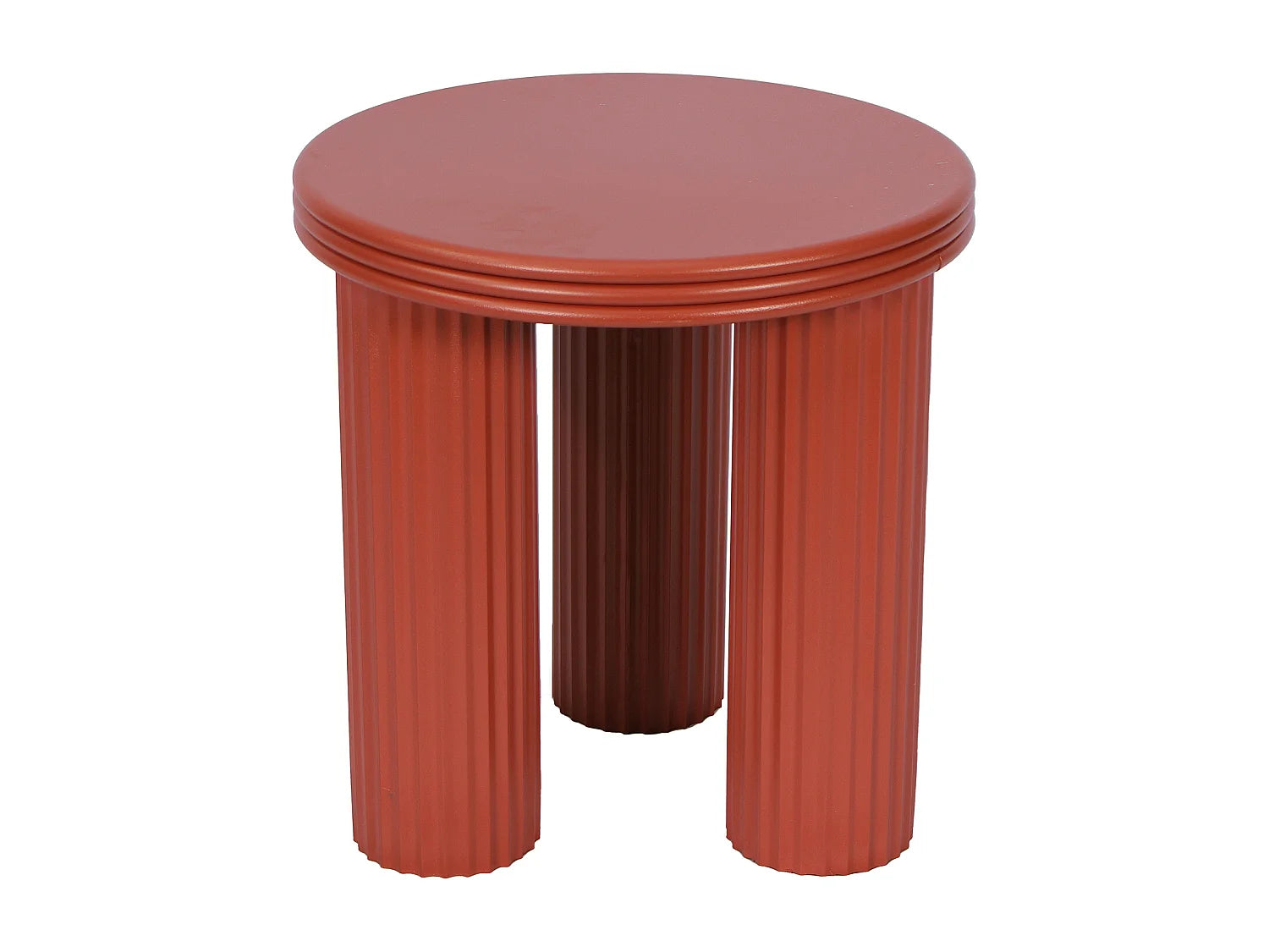 Bout de canapé rond cannelé métal terracotta – ARGILO