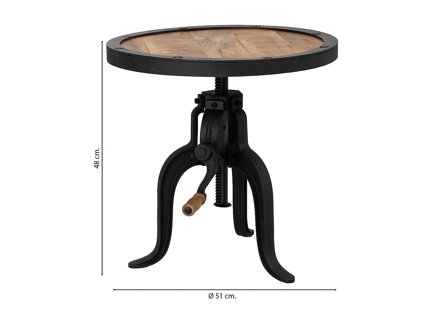 Bout de canapé rond en bois naturel foncé – TRONCO