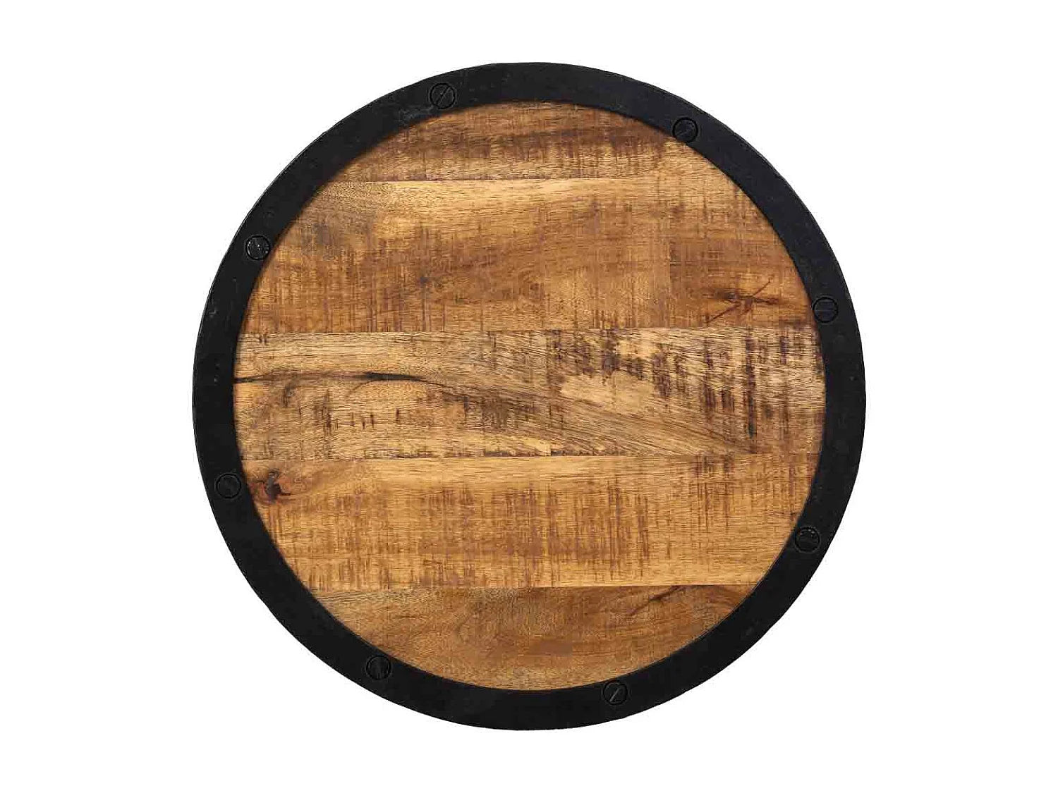 Bout de canapé rond en bois naturel foncé – TRONCO