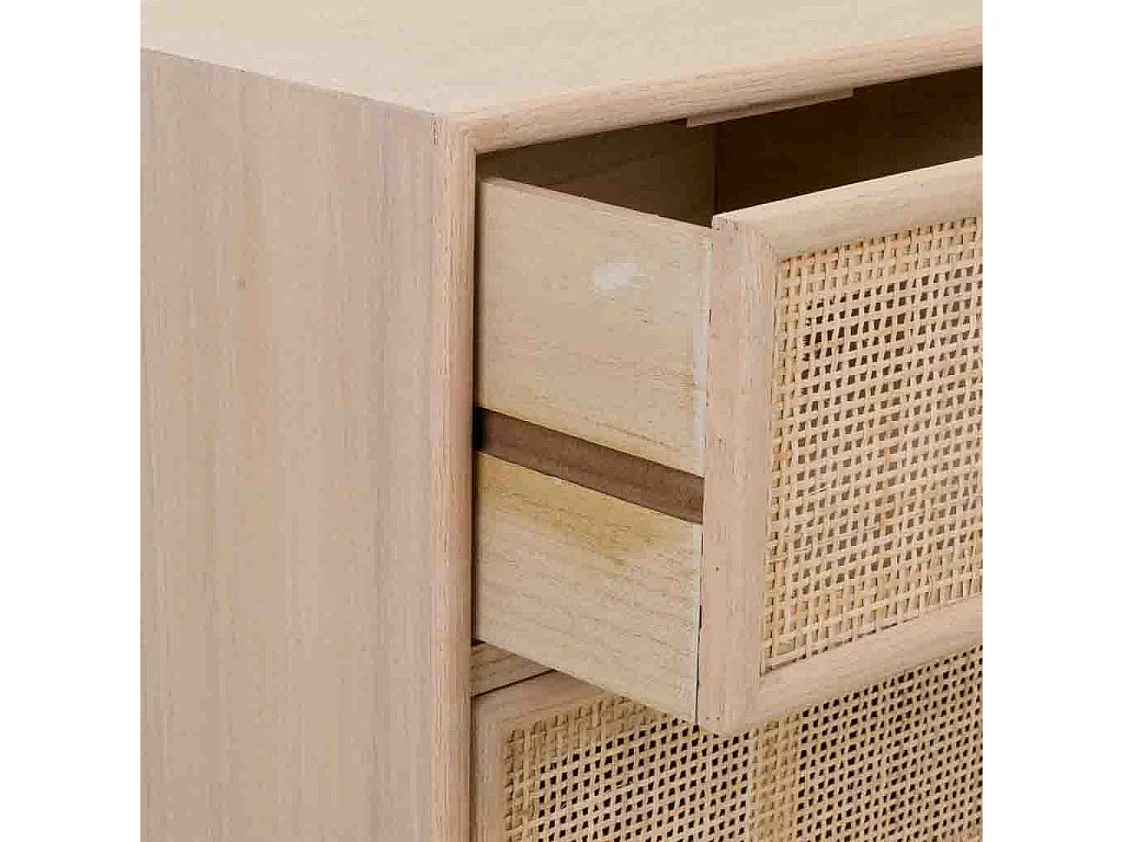 Bout de canapé en MDF et cannage marron – RATTANA