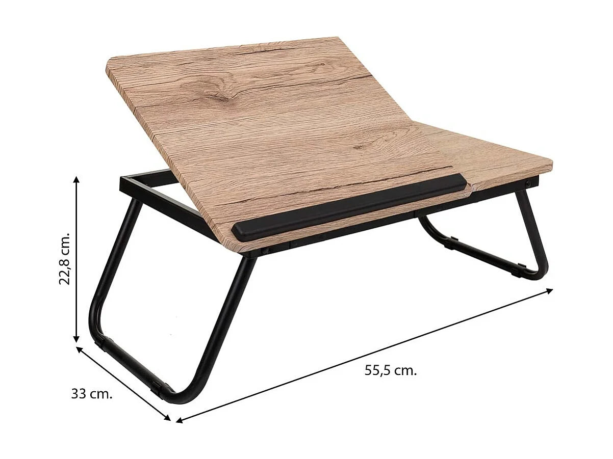 Bout de canapé pliable bas en bois marron – PLIKO