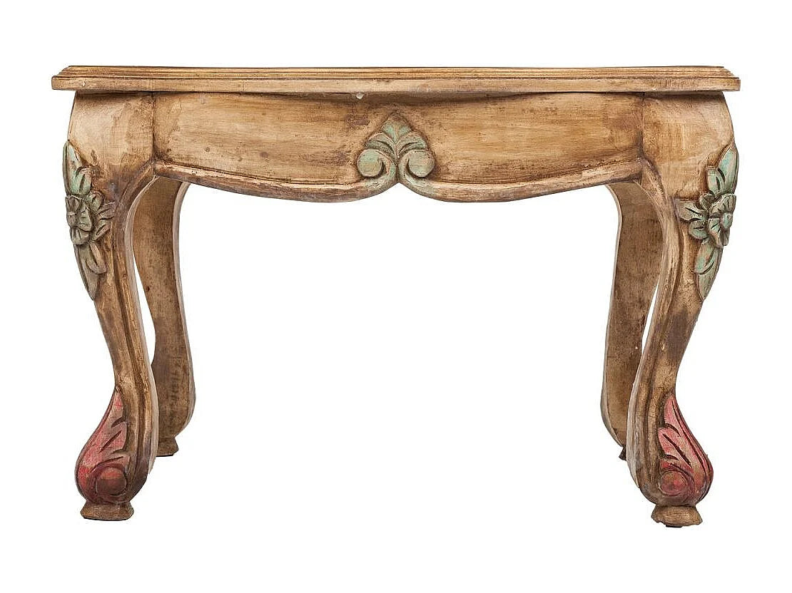 Bout de canapé en bois sculpté marron artisanal – BRINDILLE