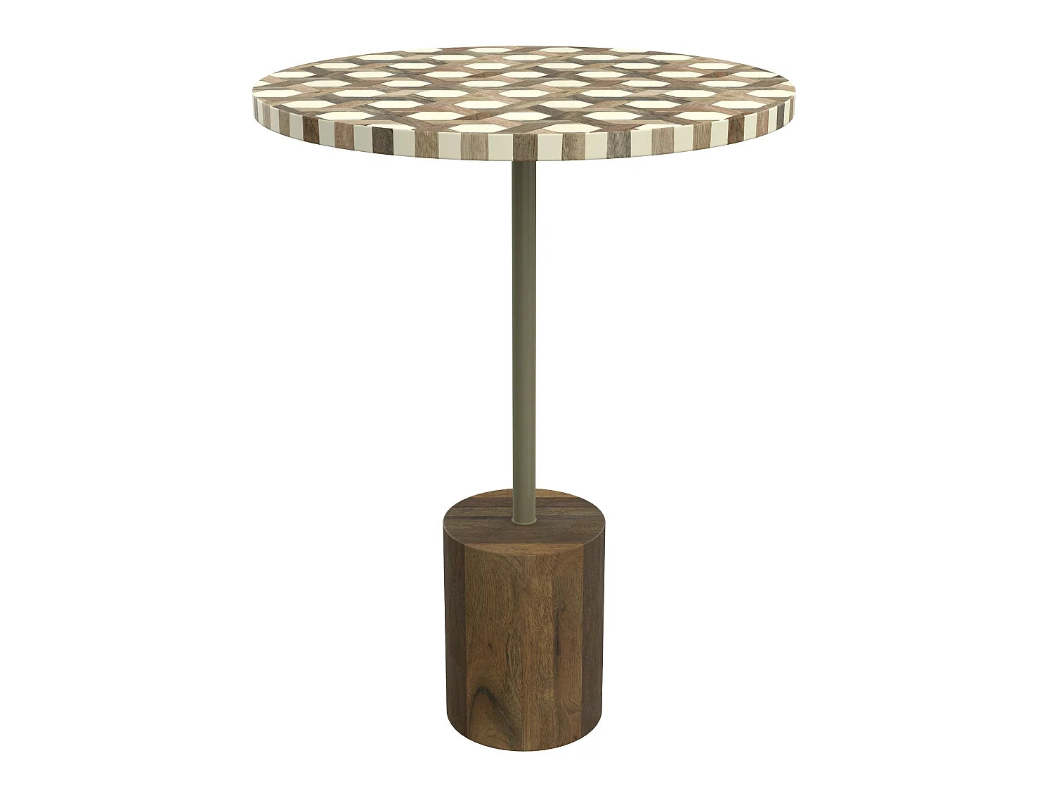 Bout de canapé rond bois de manguier et résine – INDRA