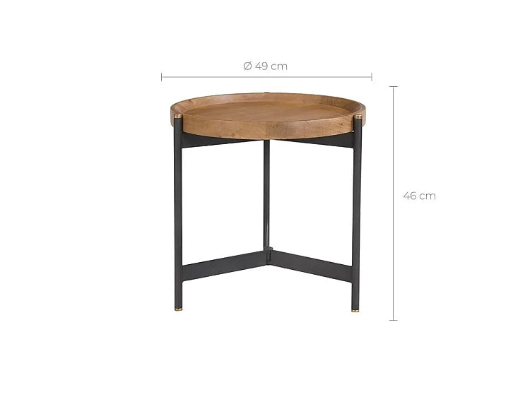 Bout de canapé rond en bois de manguier – ETHNA