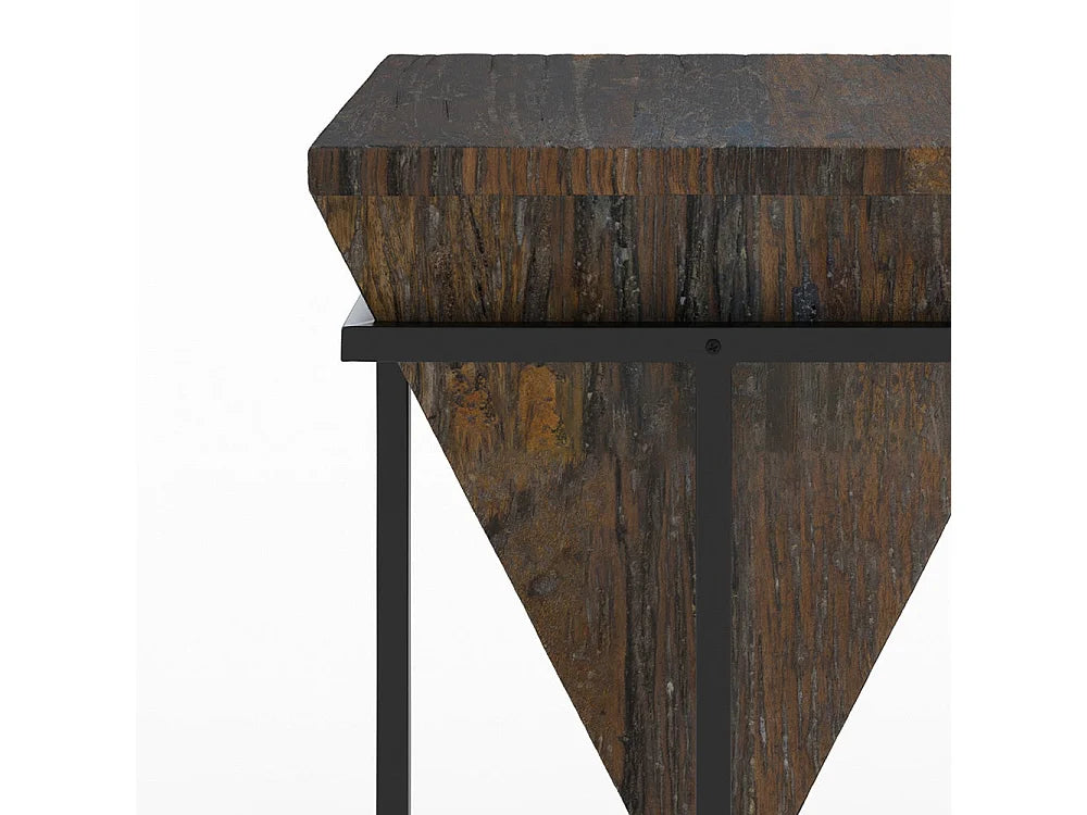 Bout de canapé carré en bois recyclé et métal marron – RAILA