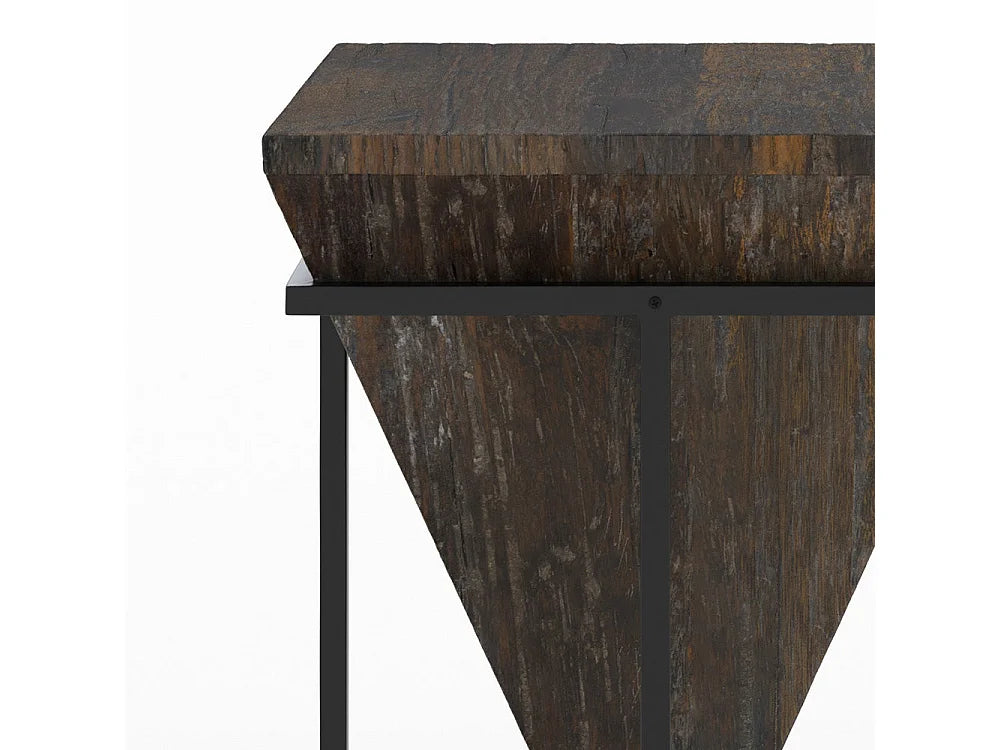 Bout de canapé carré bois recyclé et métal marron – TRAVA