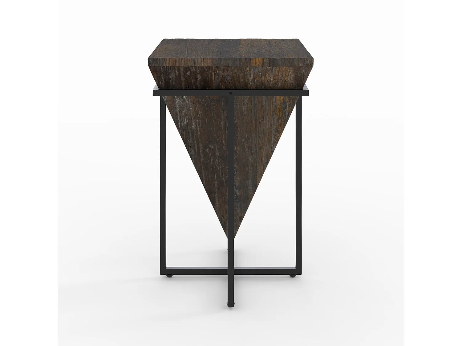 Bout de canapé carré bois recyclé et métal marron – TRAVA